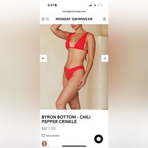 Monday Swimwear Chili Pepper Red Byron Bottom